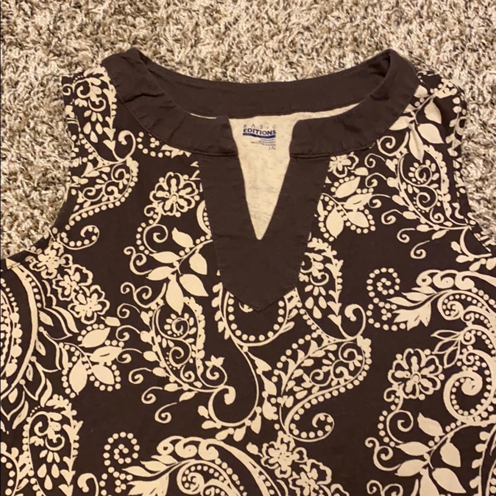 Brown and tan sleeveless blouse size L